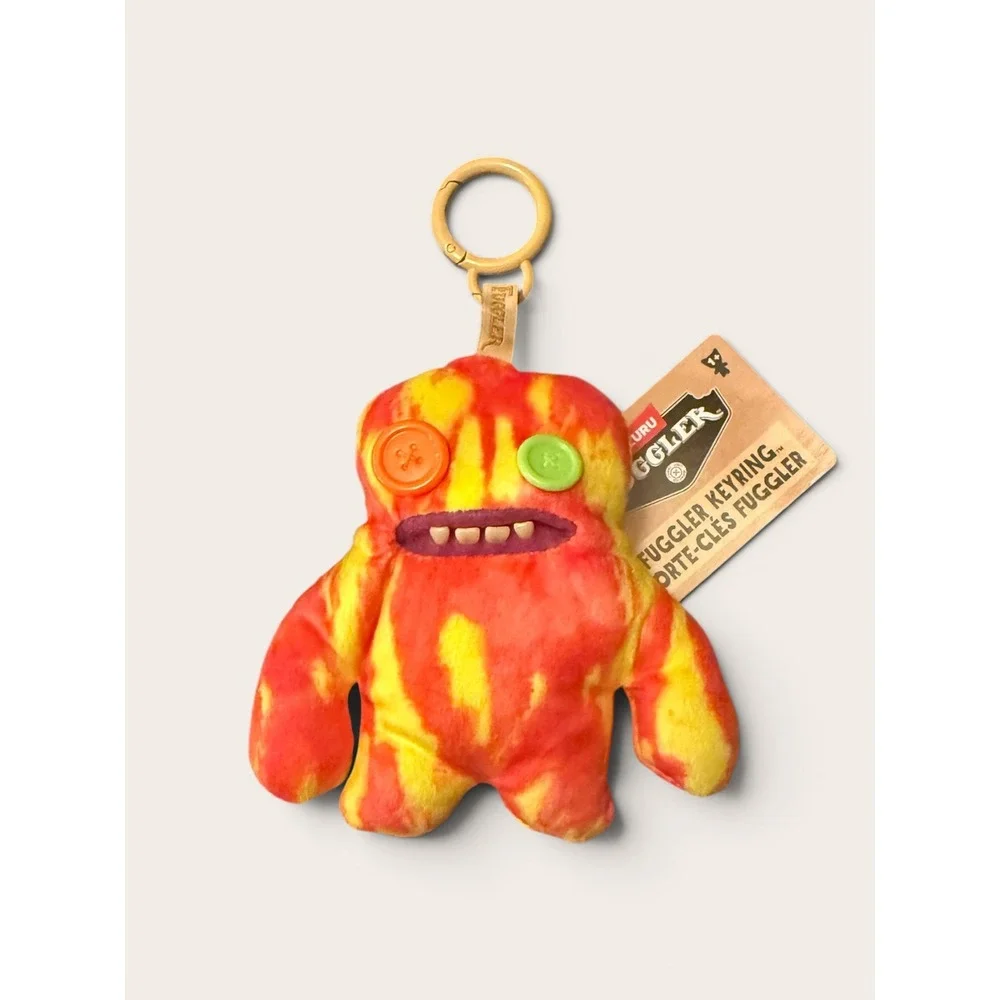 Fuggler Sasquoosh King Ring Keychain Plush Charm Red Yellow Tie Dye Zuru NWT